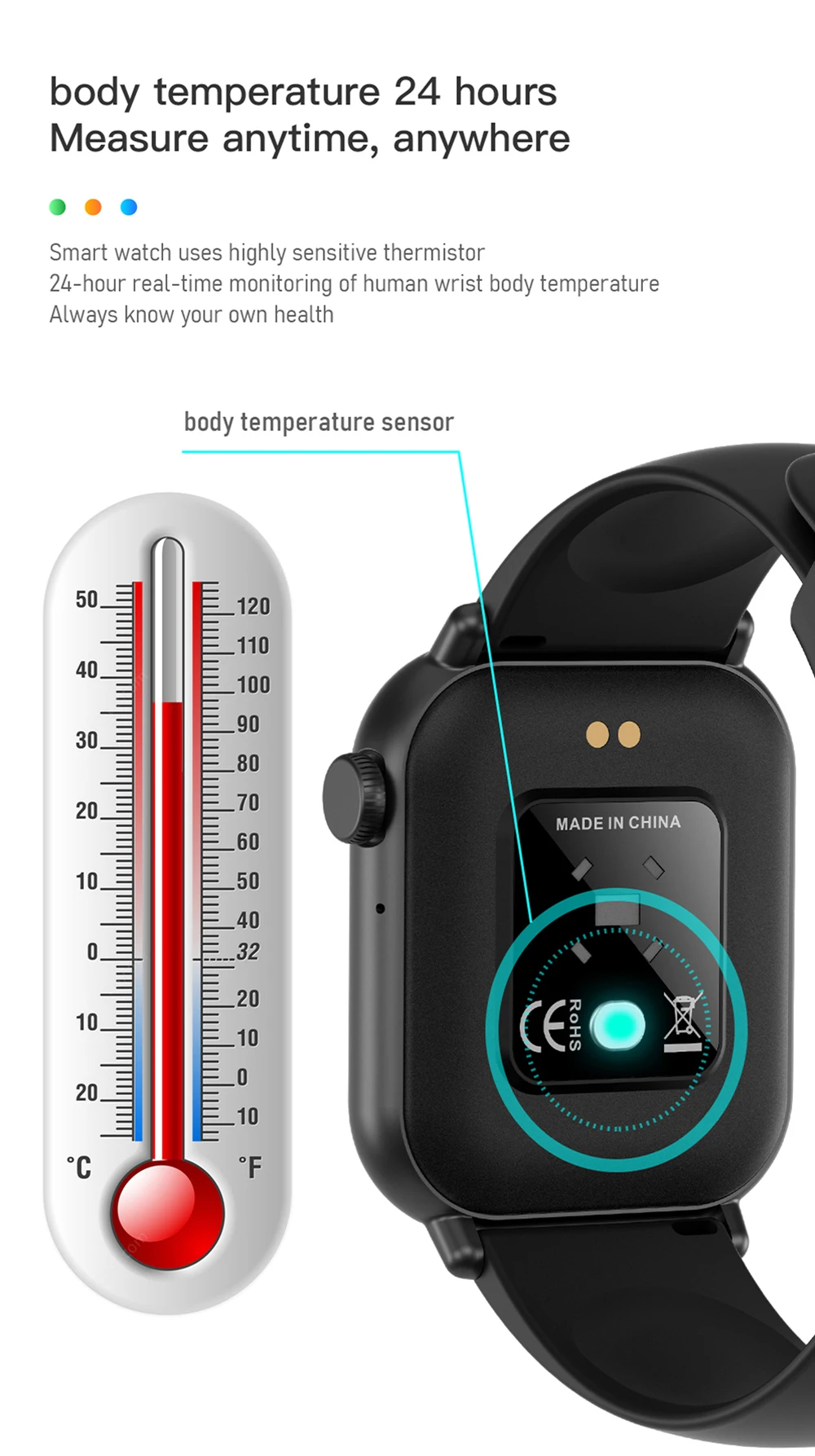 Call Function 1.81 Big Screen Smartwatch Step Calorie Counter Body Temperature Sport Smart Watch With Heart Rate Monitor