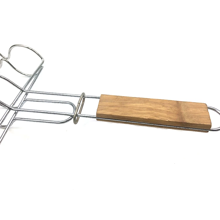 Non-Stick Coating silver Corn Grill Holder With Wood Handle