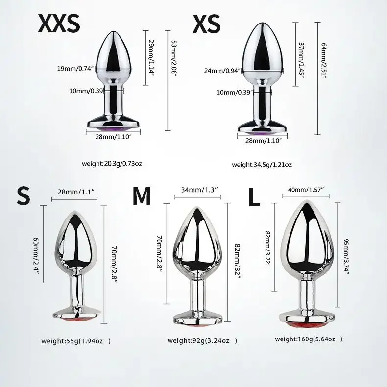 Dongkai New 5 Pcs/Set XXS XS S M L Metal Anal Plug Stainless Butt Plug Fetish Adult Anal Sex Toys Crystal Jewelry Anal Butt Plug