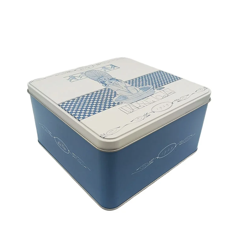 OEM Wholesale Tinplate Square Container Custom Logo Printed Rectangle Metal Packaging for Biscuit
