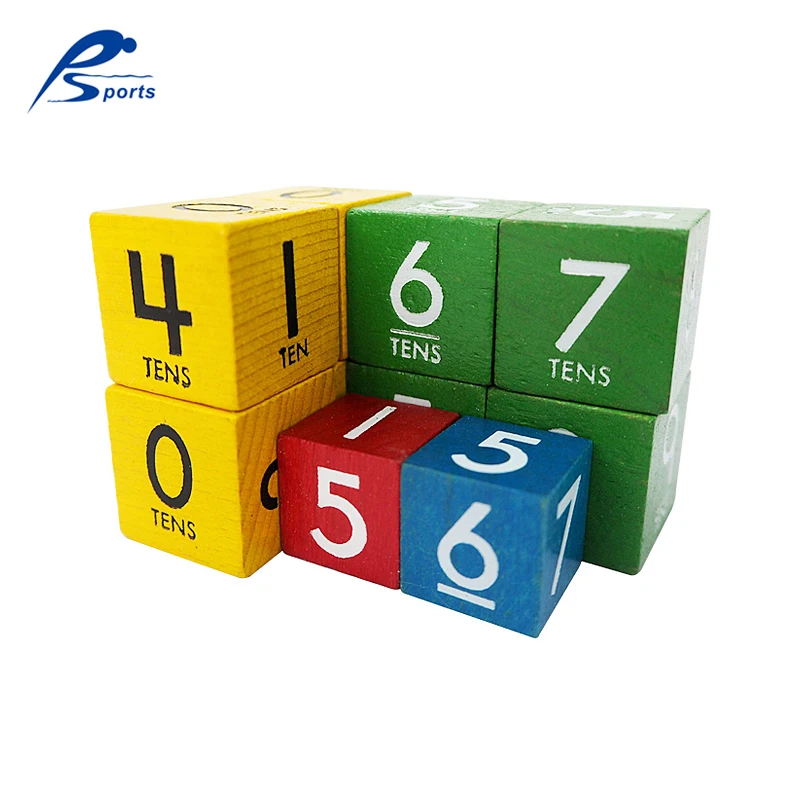 
Wood Toys 60pcs 20/25mm 4 Colors with Black and White Number 0~10 Wooden Dice Mixed 