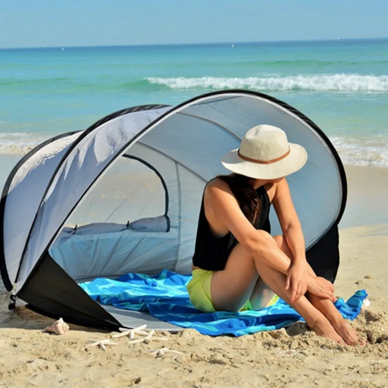1-2 Persons Outdoor Beach Umbrella Sun Shelter Automatic Pop Up Beach Tent quick Automatic Opening beach tent
