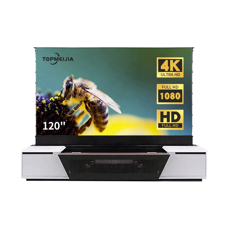 120 inch Intelligent Laser TV projection screen integrated cabinet for BENQ V7050i Ultra Short Throw 4K Laser Projector