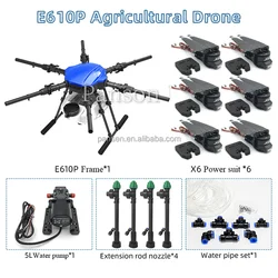 EFT E610P 10kg 6-axis folding agricultural spray agricultural drone 10L water tank Hobbywing X6 motor and 5L 8L water pump kit