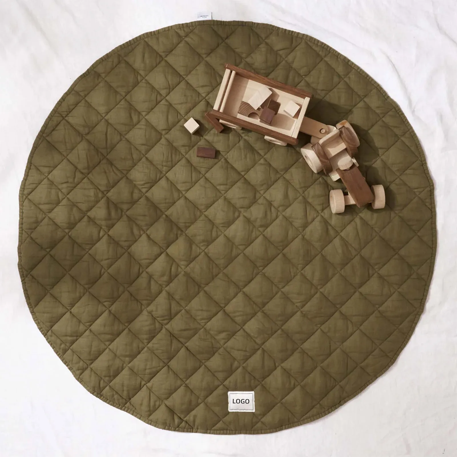 Custom Logo or design  machine washable baby crawling pad contact skin-friendly organic cotton quilted gaming pad baby playmat