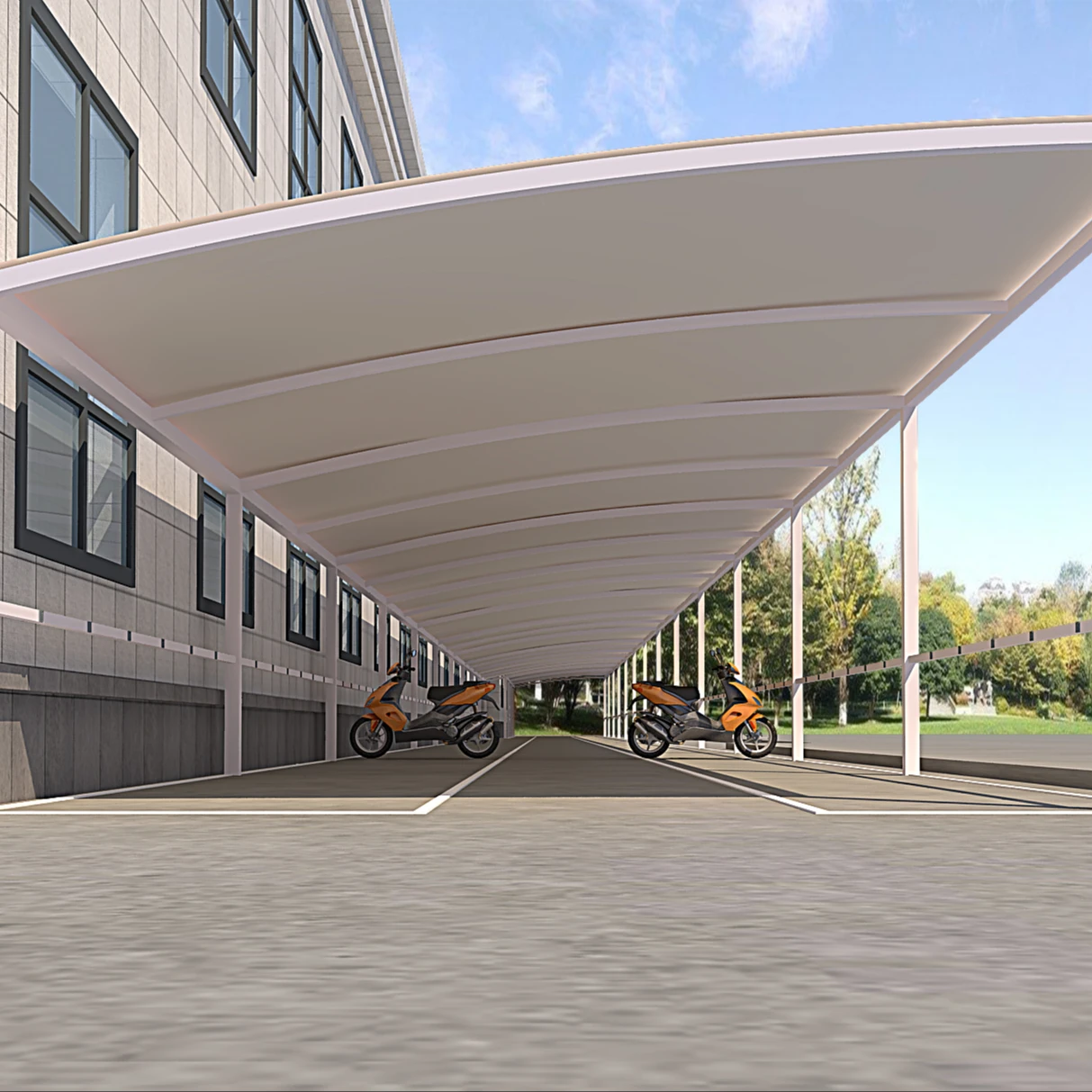 XZ OEM ODM Customized supply wholesale photovoltaic fiberglass cantilever Membrane Structure carports prices