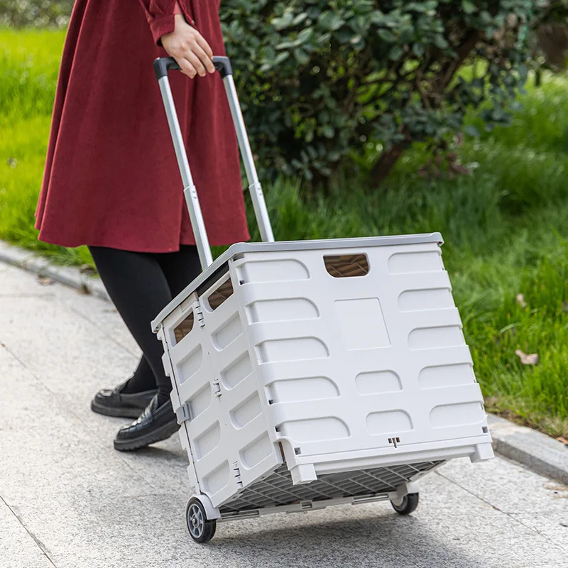 Korea Creative Outdoor Folding Storage Box Camping Wooden Lid Storage Container Plastic Storage Box