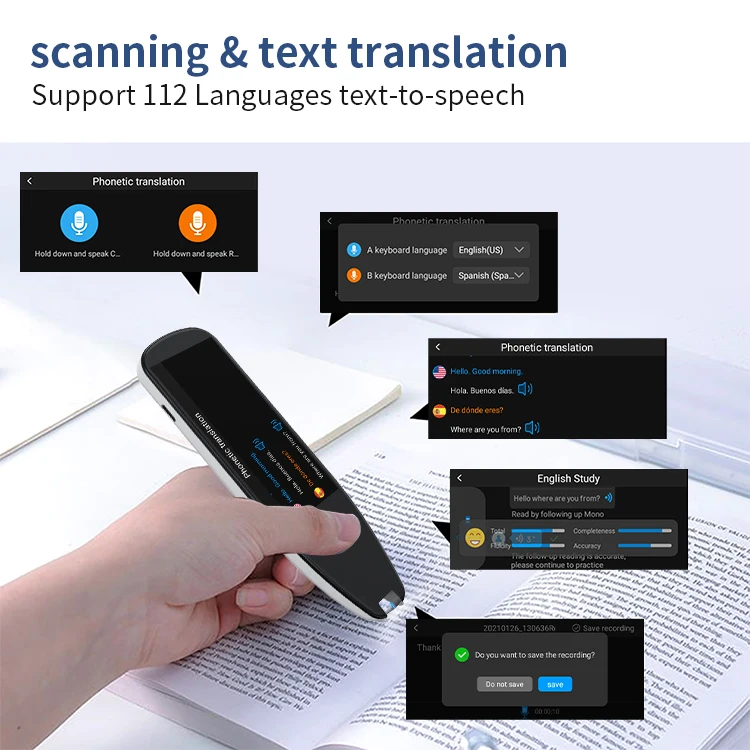 Languages Scan AI Scanner Translator Accurate Pen Mobile Portable Translator With 112 Language Learning Translator Device