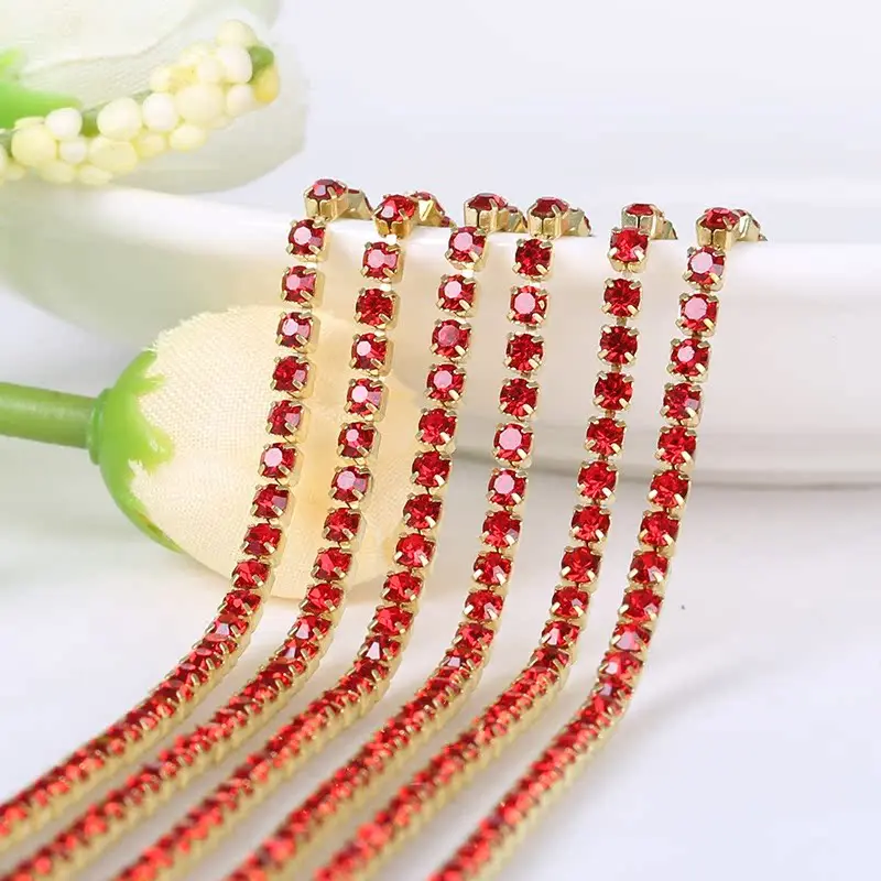 1 Yard 2.5mm Bling Crystal Rhinestone Trim Close Cup Chain Trimming Claw Chain DIY Jewelry Crafts