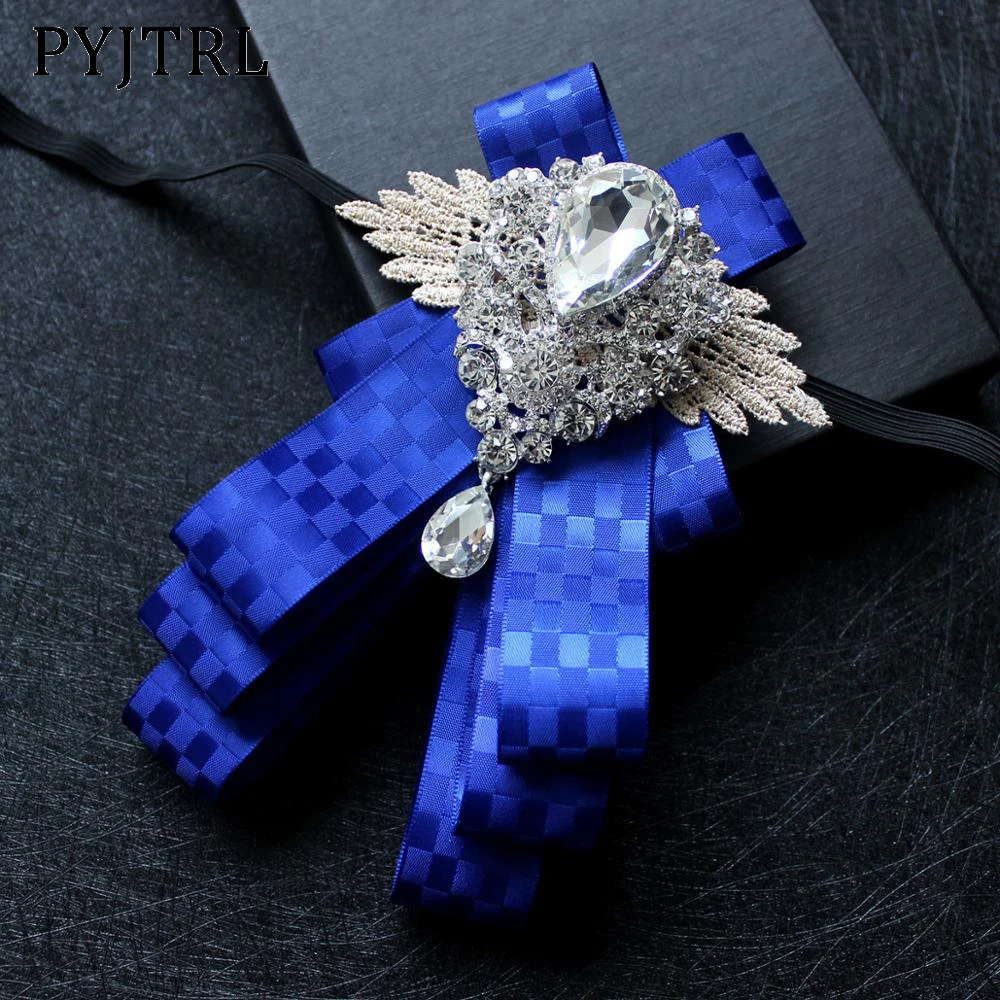 
PYJTRL Gentleman Fashion Luxury Crystals Bowtie Accessories Nightclub Wedding Groom Shirt Tie Noeud Papillon Homme Gifts For Men 