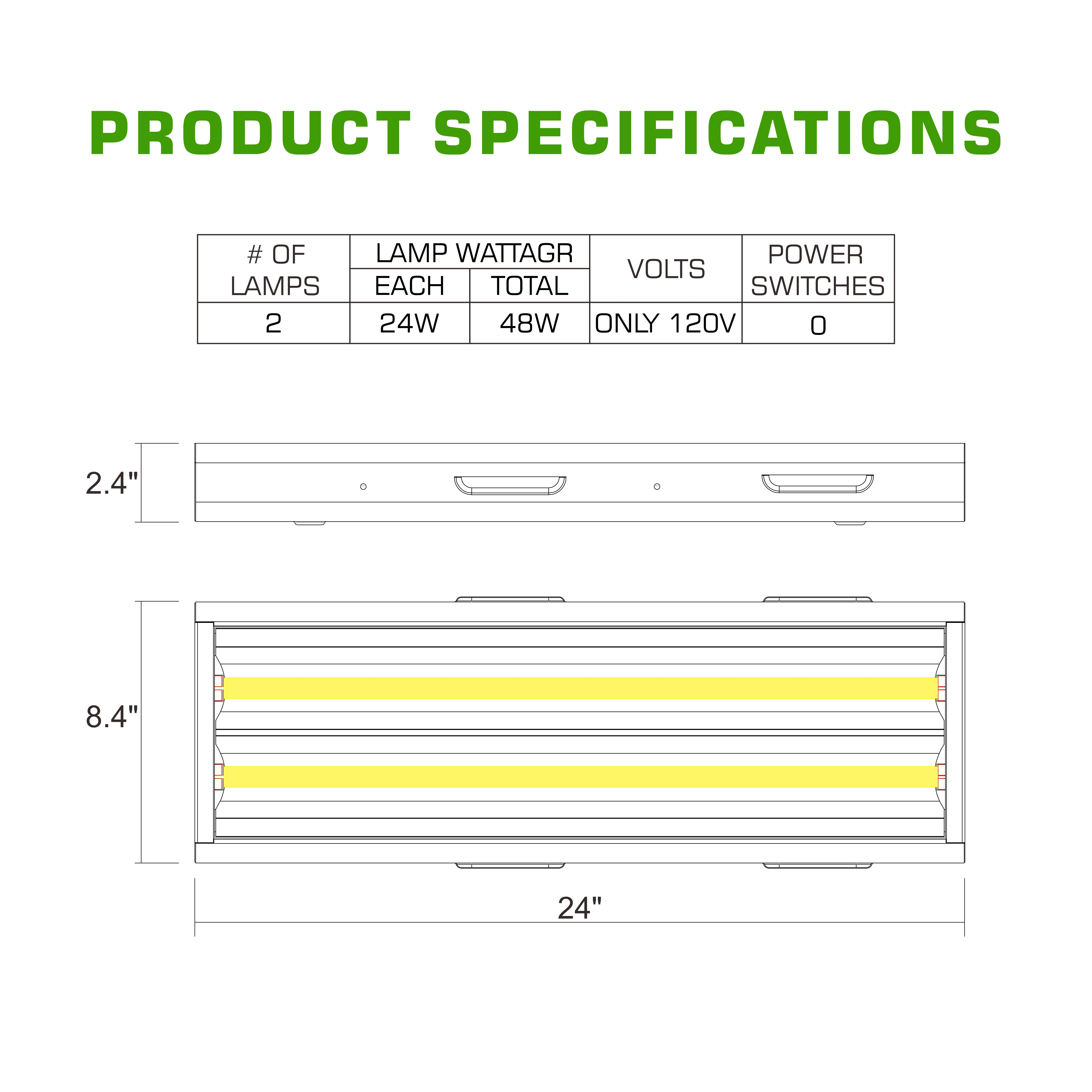 T5 Fluorescent Grow Light 2FT 24W 2-Light Reflector Fixture HO Bulbs Included for  Indoor Plants Growing T5 Grow Lights Fixtures