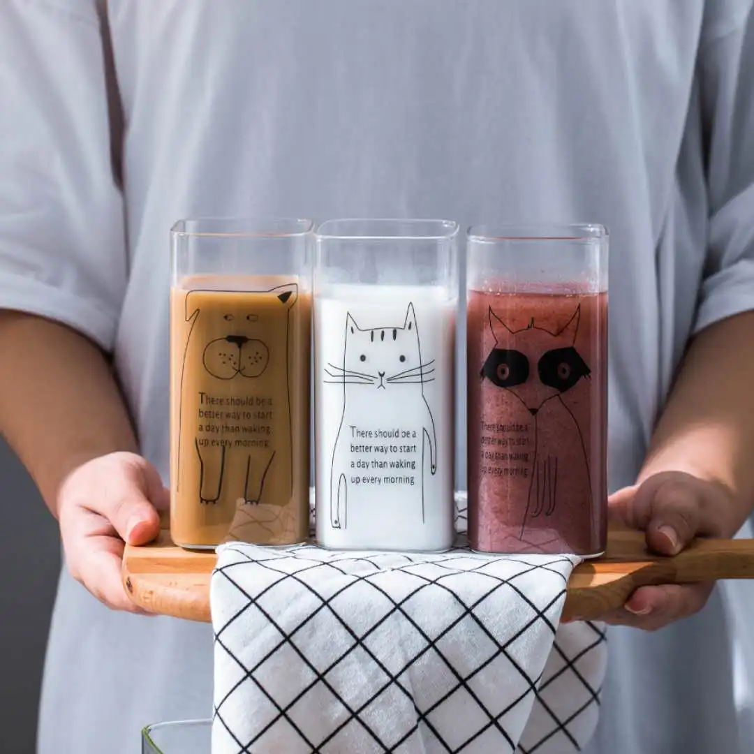 350ml Handmade clear borosilicate drinking glass cup