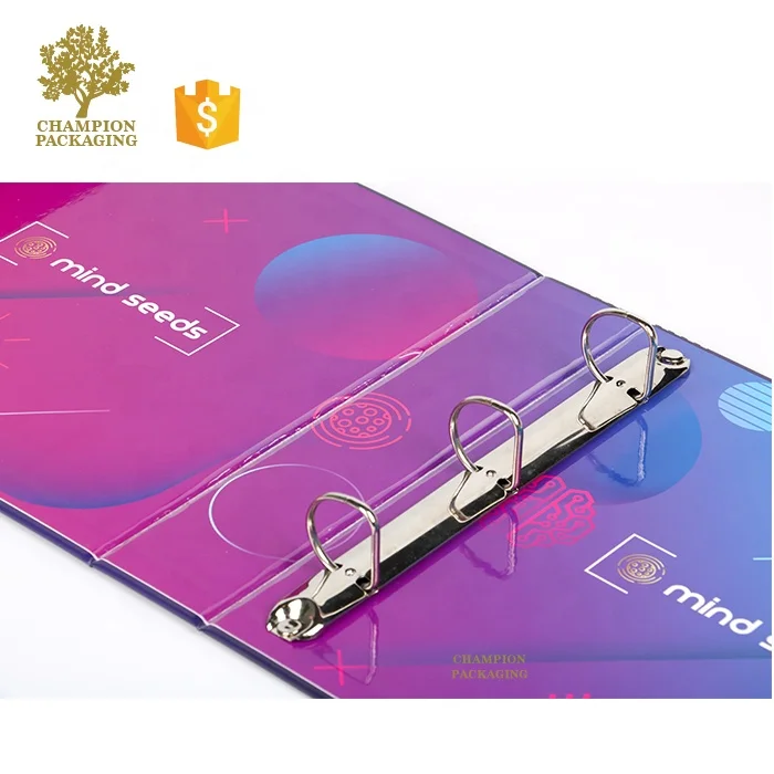 Rigid cardboard hard file folder cover 1 inch D ring binder A4 custom printing 3 ring binder