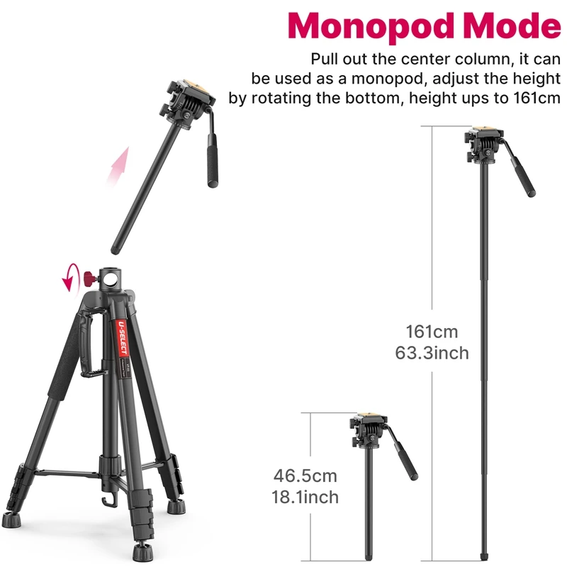 Ulanzi VT02 professional camera tripod Stand Video Tripod System Aluminum Travel Tripod multifunctional monopod for dslr camera