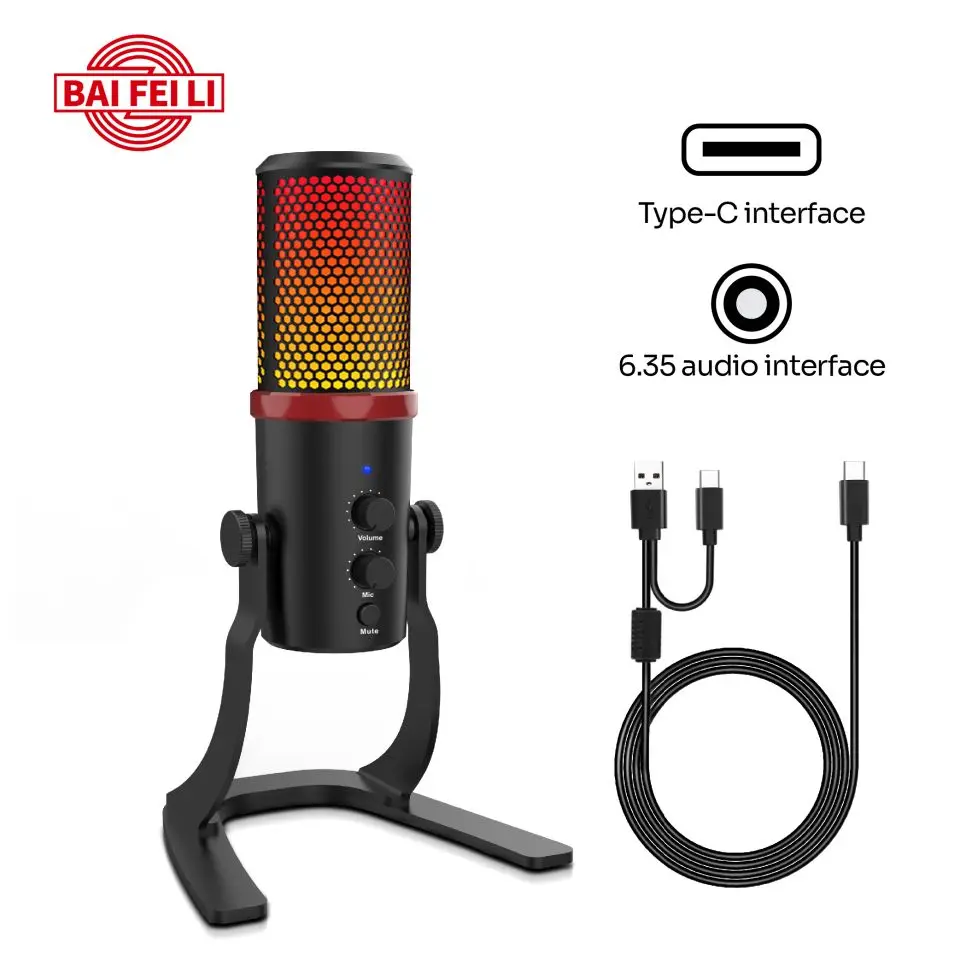 Professional Usb Larg Diaphragm Condens Mic Handheld Karaoke Mixer Microphone