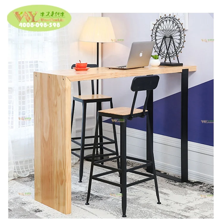 105 cm Height Custom Solid Wood Bar Table For Coffee Shop  / Solid Stave Oak Wood Coffee Bar Table