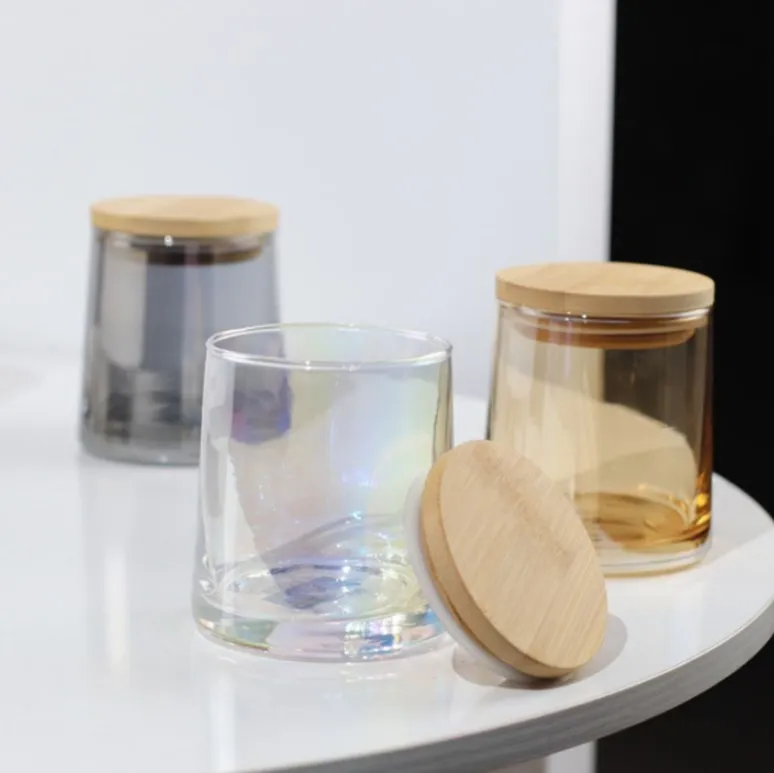 empty colorful elegant modern nordic candle jar containers with lids luxury candle vessels with lids