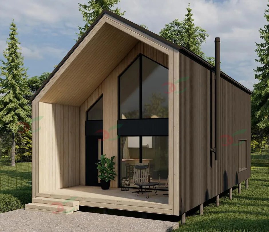 triangular house wooden A frame prefabricated wood log cabin the triangle house with kitchen bathroom