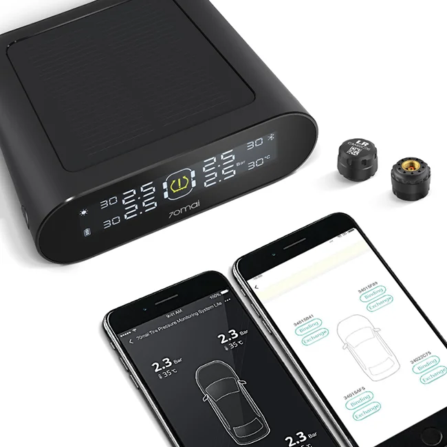 
Original Xiaomi 70mai Tire pressure monitor auto alarm Solar Power Dual USB Charge app control Car Security Alarm System 