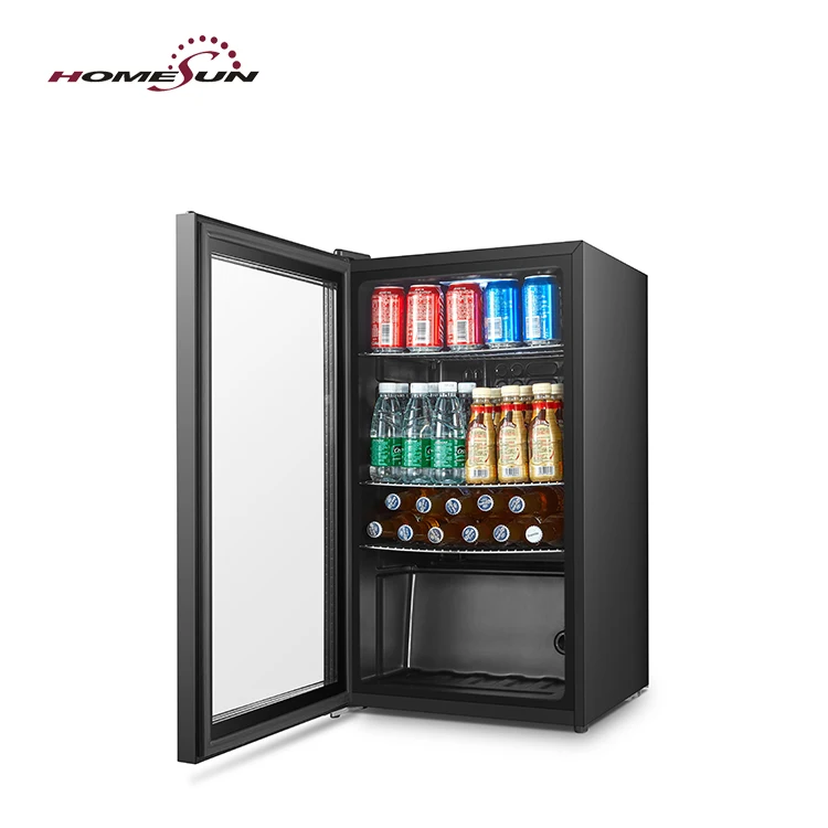 93L high quality retro custom led glass door mini fridge for beverage