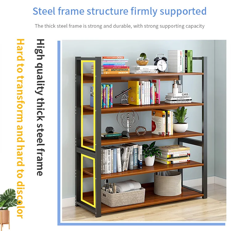 Custom Large Size Simple Design Muti-Layer Modern Wooden Bookcase Shelf Free Stand Bookshelf Storage Unit Storage Shelves
