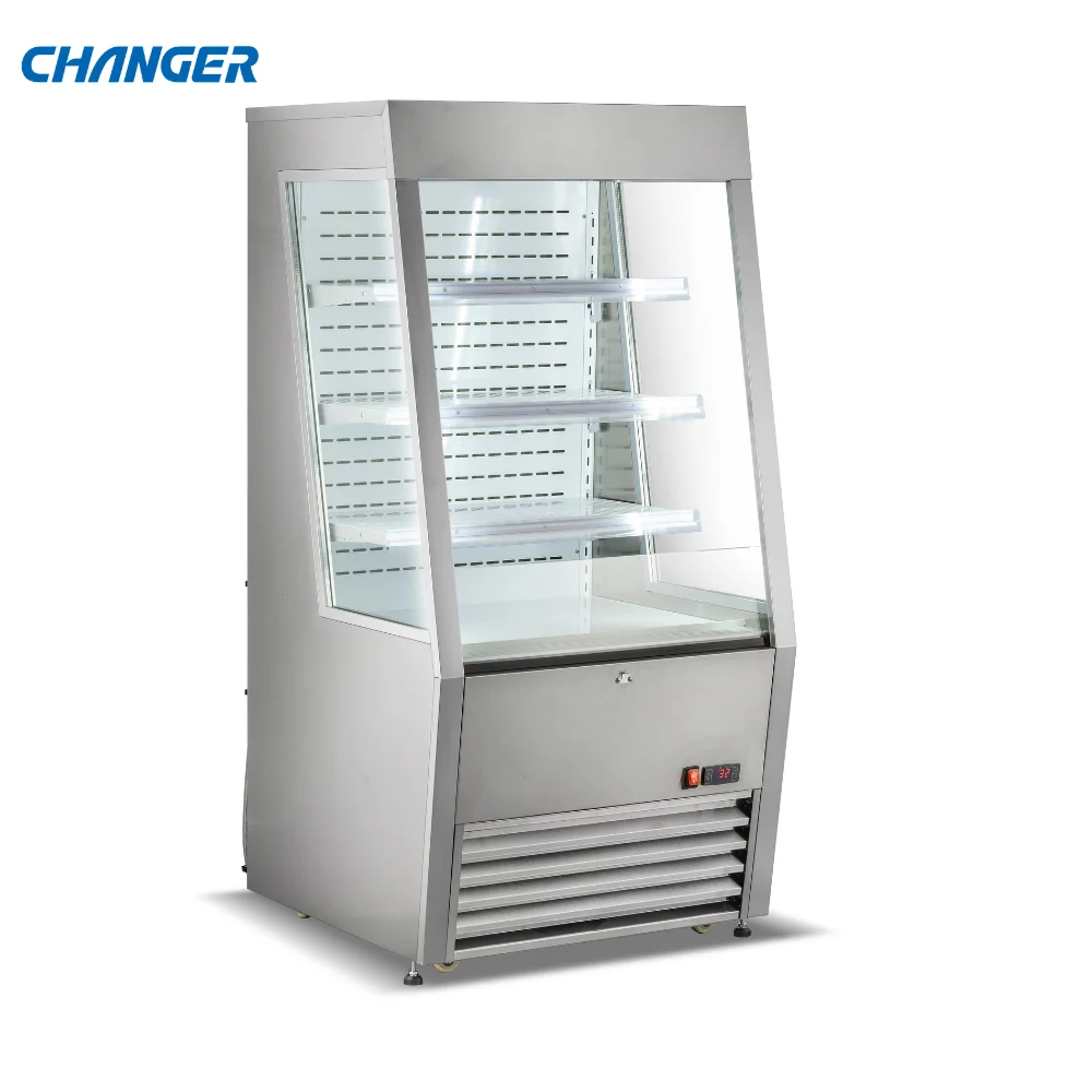 250L Commercial Open Air Curtain Merchandiser Refrigerator Display for Beverage and Bottle Drinks