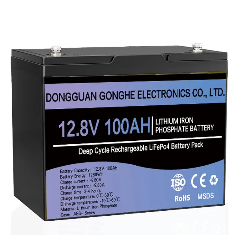 Rechargeable Lithium Ion Battery 100 ah 12v lifepo4 deep cycle battery for Solar System RV Electric Car Scooter