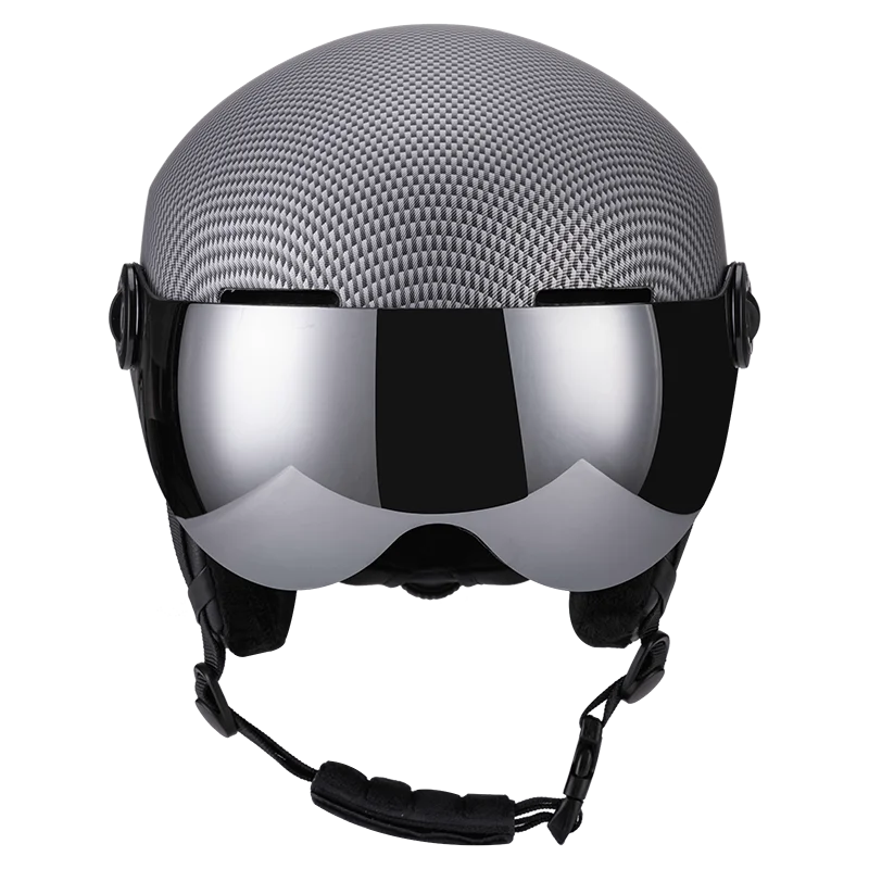 Factory professional custom logo color carbon snow snowboard ski helmet with goggles