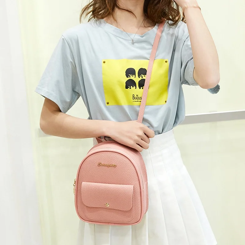 Teenage Girls small Female Phone Pouch Multi-Function Small Bagpack shoulder bag pu leather mini backpack women