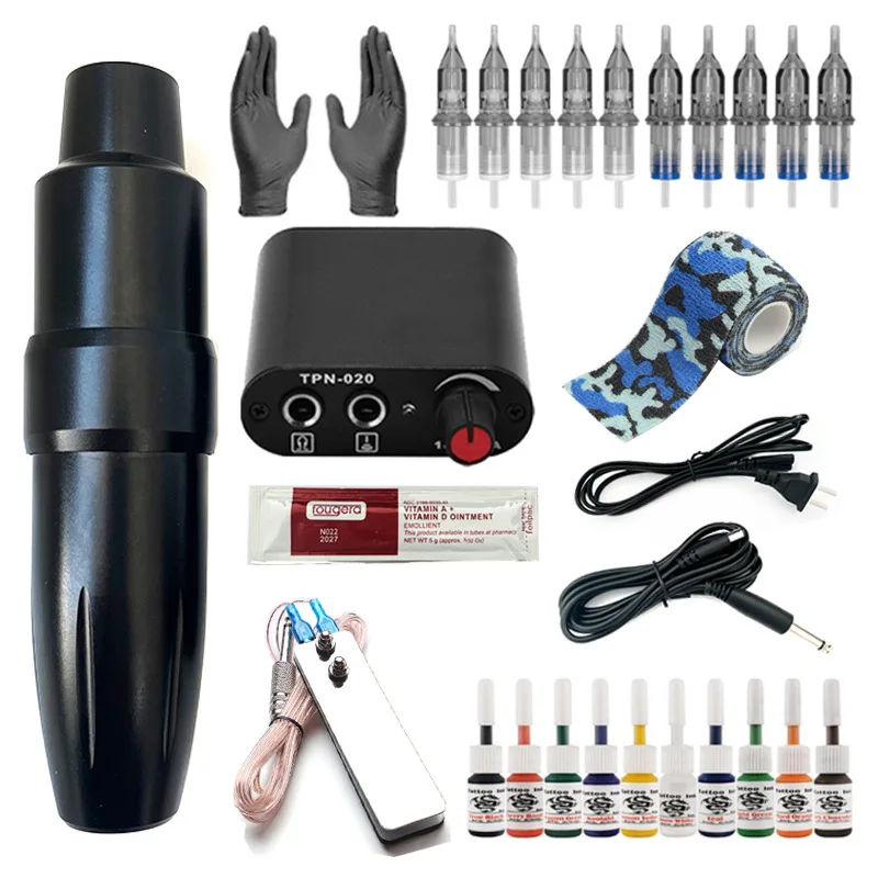 Tattoo Machine Kits Basic Set Practice Tools Rotary Pen Power Supply Needle Ink Supplies Tattoos Kit