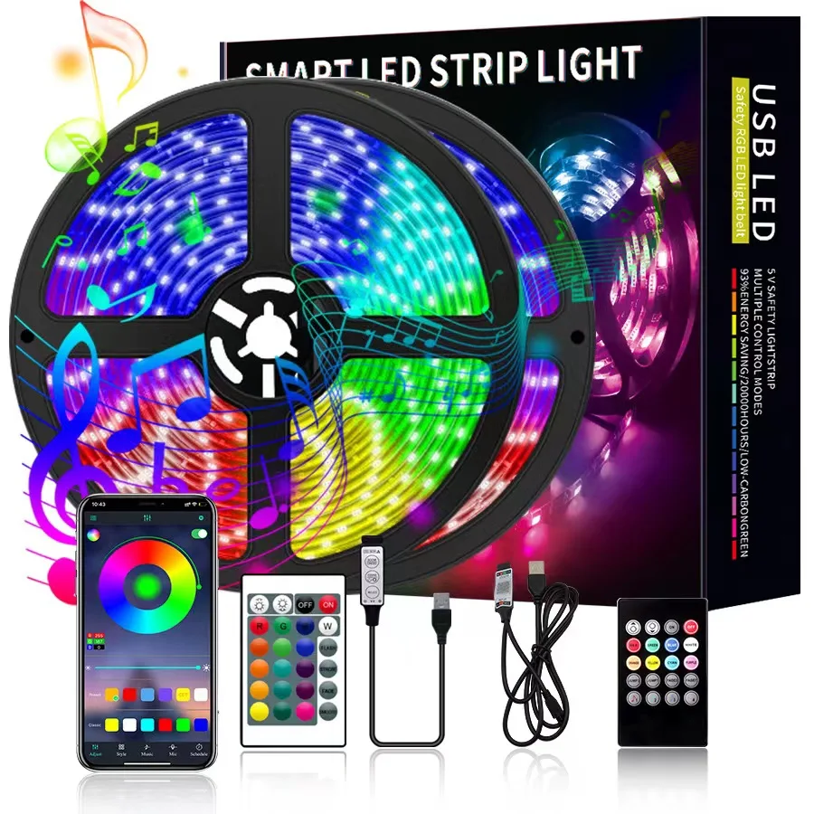 DC5V 5m 5w/m USB waterproof  Flexible 24KEY IR Remote ControllerI RGB SMD 5050 LED Strip Light
