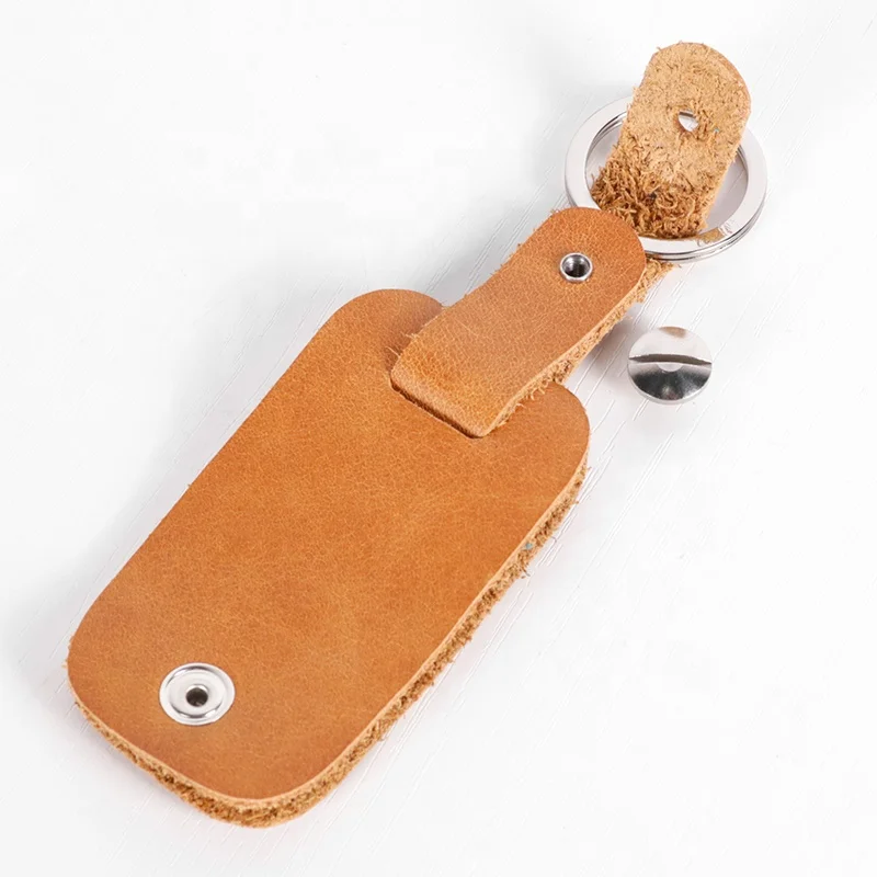 CHANGRONG Custom homemade Personalized diy Engraved Men women Leather Keychain with Key Ring
