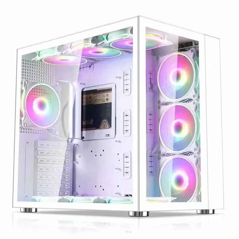 2022 Well Designed Vertical Graphic Cards Plug-in Super ATX Gaming Computer Case/Full View Cool Gamer PC Chassis with RGB strip
