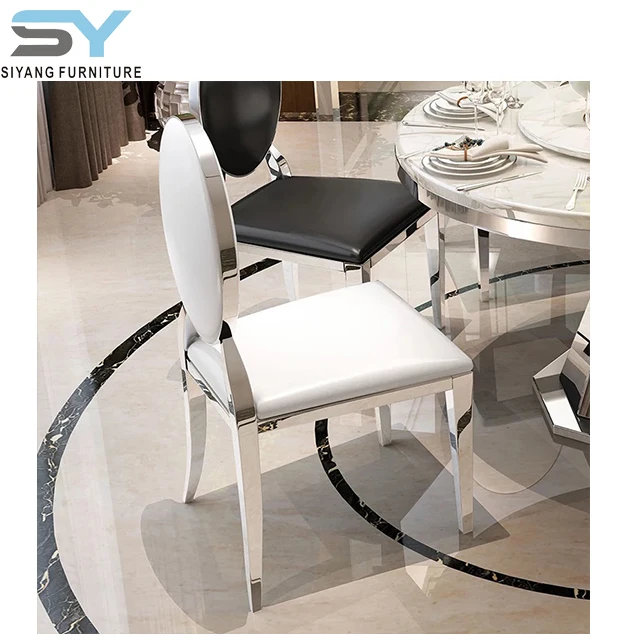 India luxury wholesale stainless steel round marble dining table set for glass dining table set