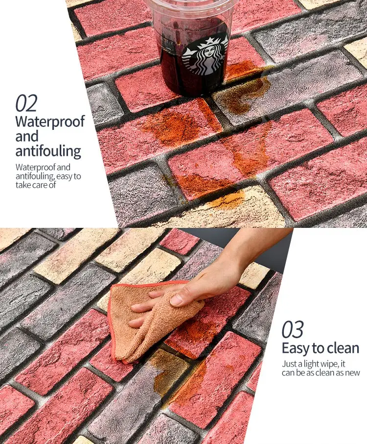 70*70cm*5mm 3d XPE Foam Waterproof Self Adhesive Foam Wallpaper For Wall