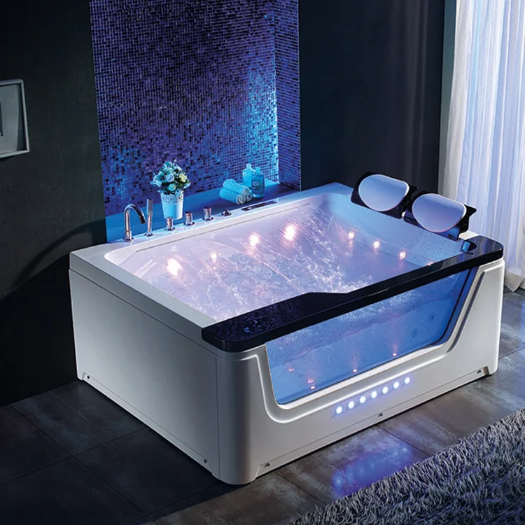 Bathroom luxury colored light bathtub Transparent silicone bath pillow massage bathtub for 2 person