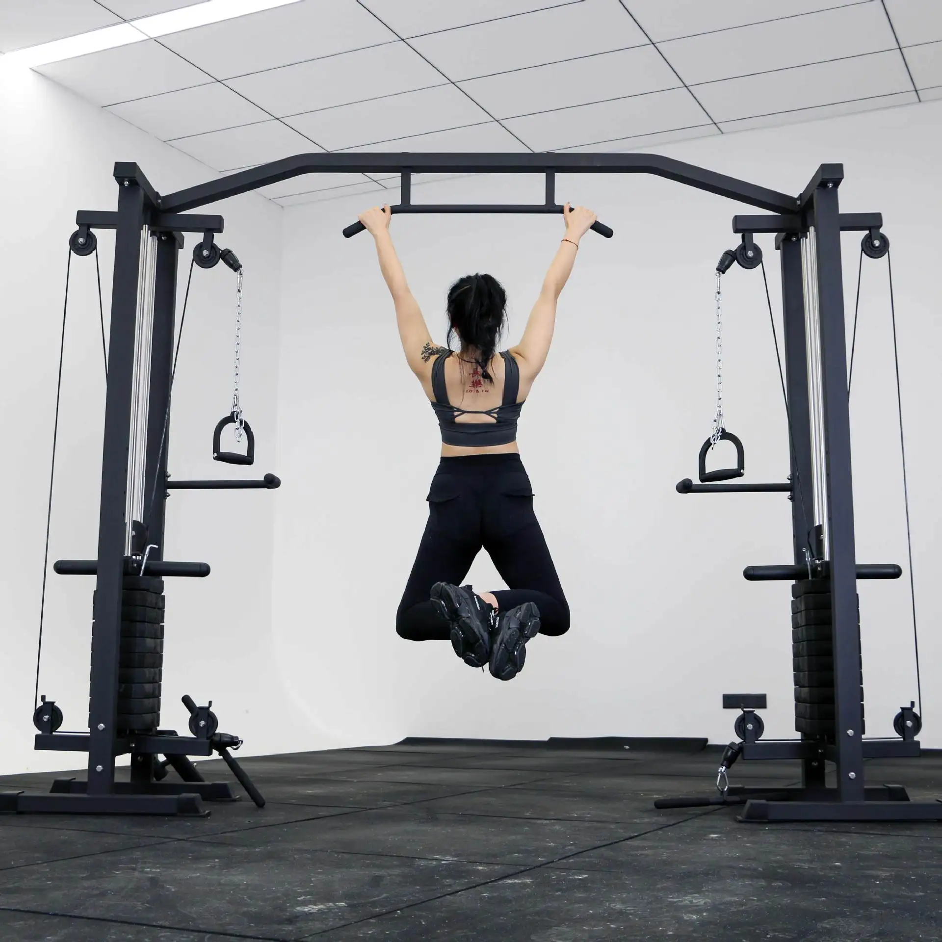 Commercial Functional Trainer Multi Station Cable Crossover Machine with 140 kg Weight Stack, Alloy Steel