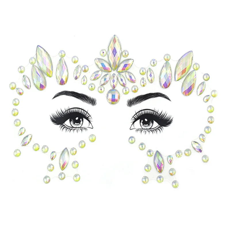 luminous 3D Fashion Custom Design Gems Eye Face Rhinestone Diamond Crystal Body Decorative Sticker