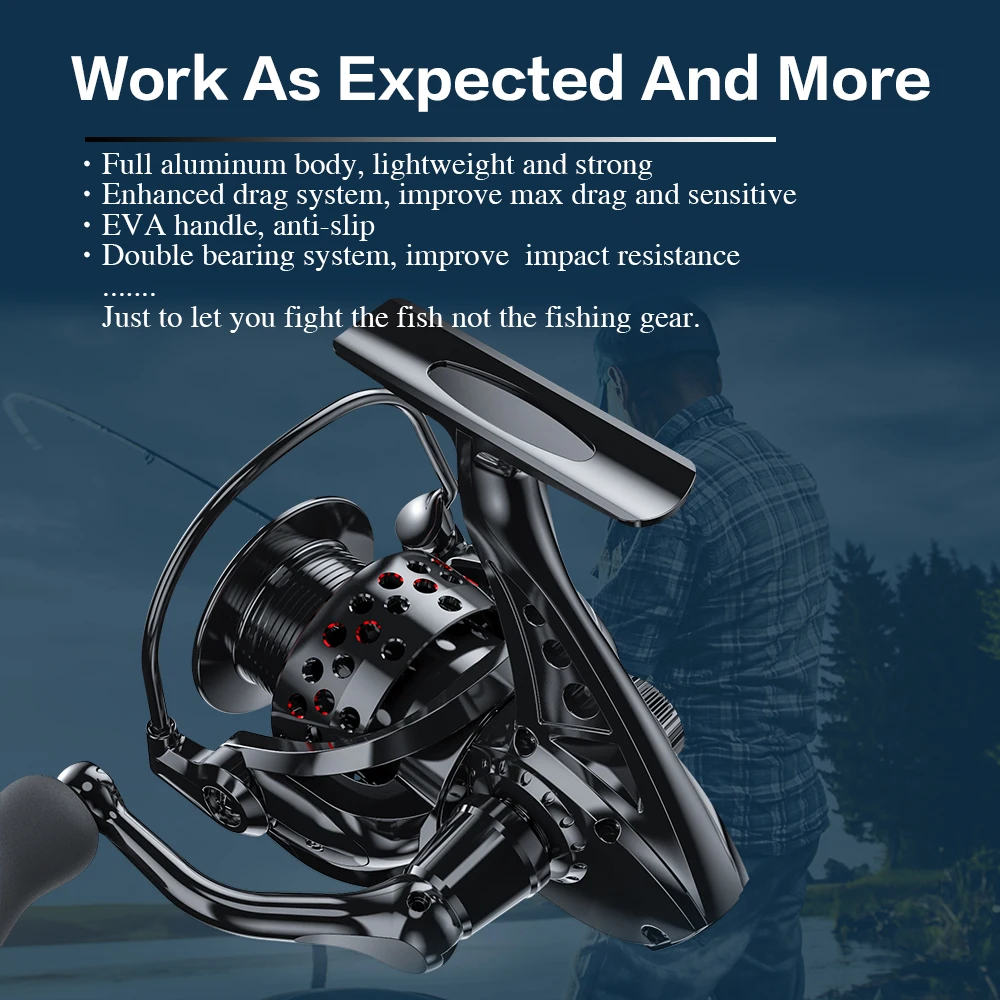 Ashconfish all Metal Saltwater Fishing Reel 2000 3000  5000 Series Fishing Tackle For Carp Double Loading Spinning Fishing Reels