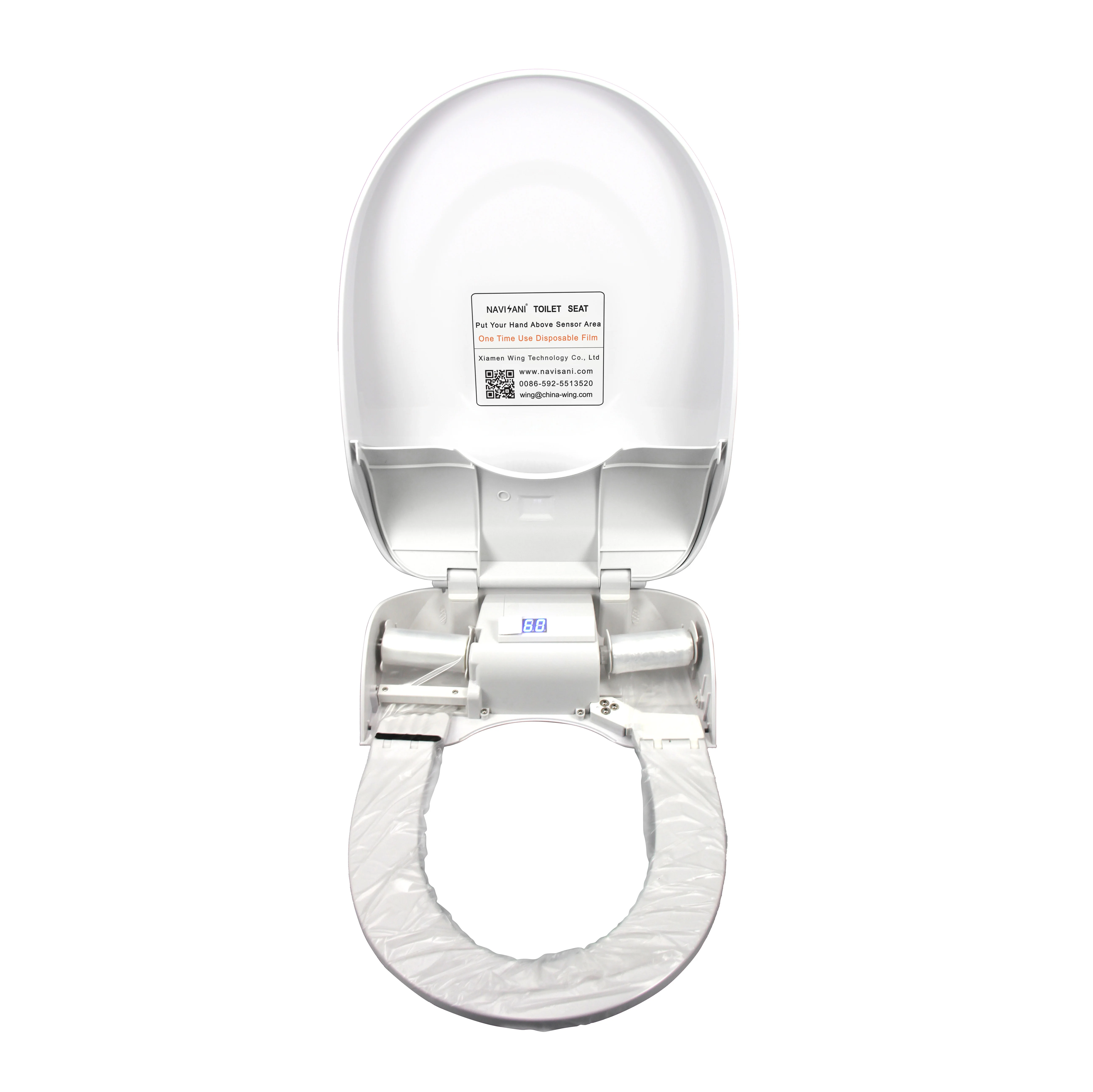 Modern Design Wireless Sensor Activated Automatic V-Shaped Elongated Plastic Toilet Seat Cover for Bathroom