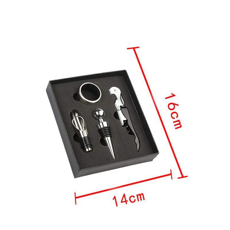 HOMETREE 4 Pcs/Set  Wine Corkscrew Stainless Steel Corkscrew Wine Pouring Device Seahorse Knife Corkscrew Carton Set H76