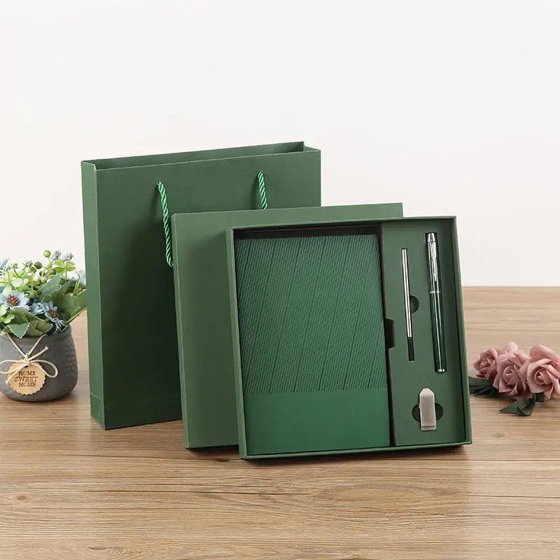 Custom A5 Refillable Stationery Set Usb Flash Drive Office Notebook Business Leather Gift Box Journal With Pen Business gift set
