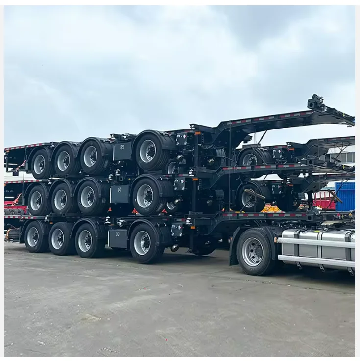 Hot Sale Best Quality  China Manufacturer Customize 3 Axle 20 Ft 40 Ft Container Transport Flatbed Semi Trailer