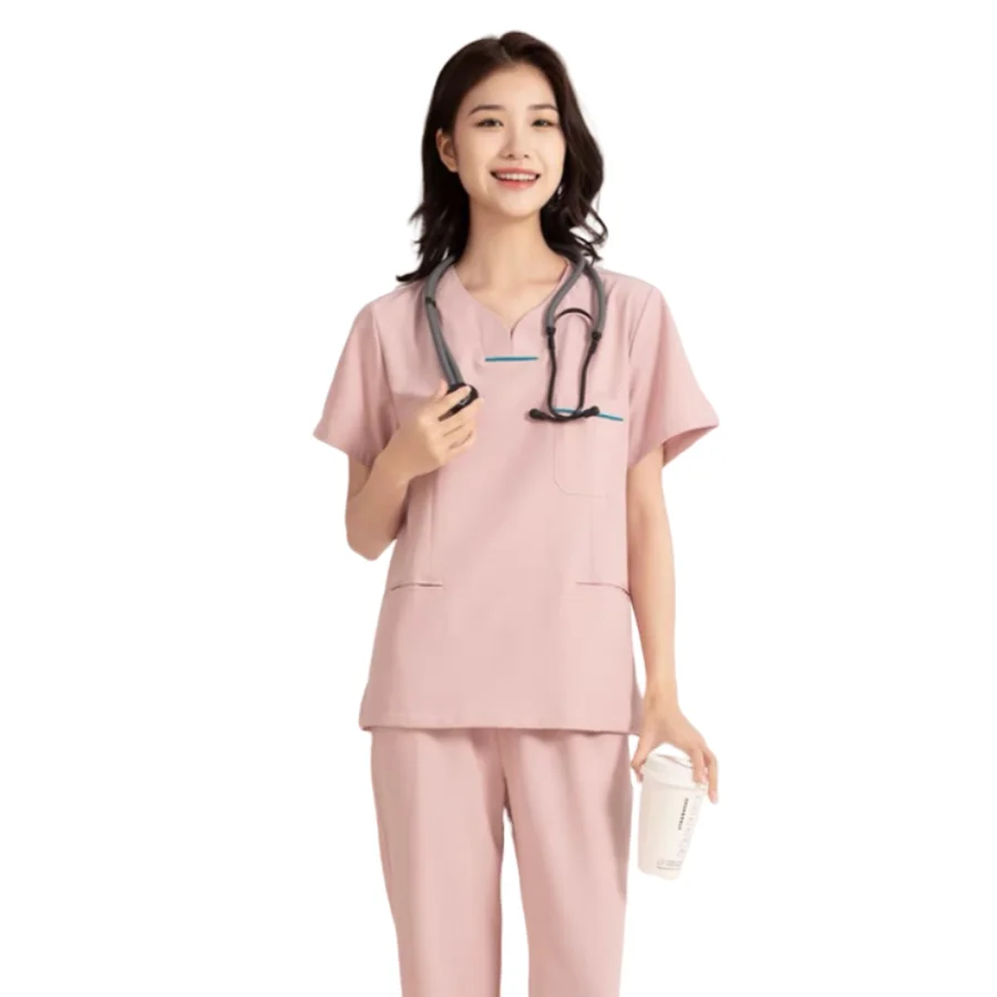 Custom hospital uniform set short - sleeved polyester hospital scrubs uniform