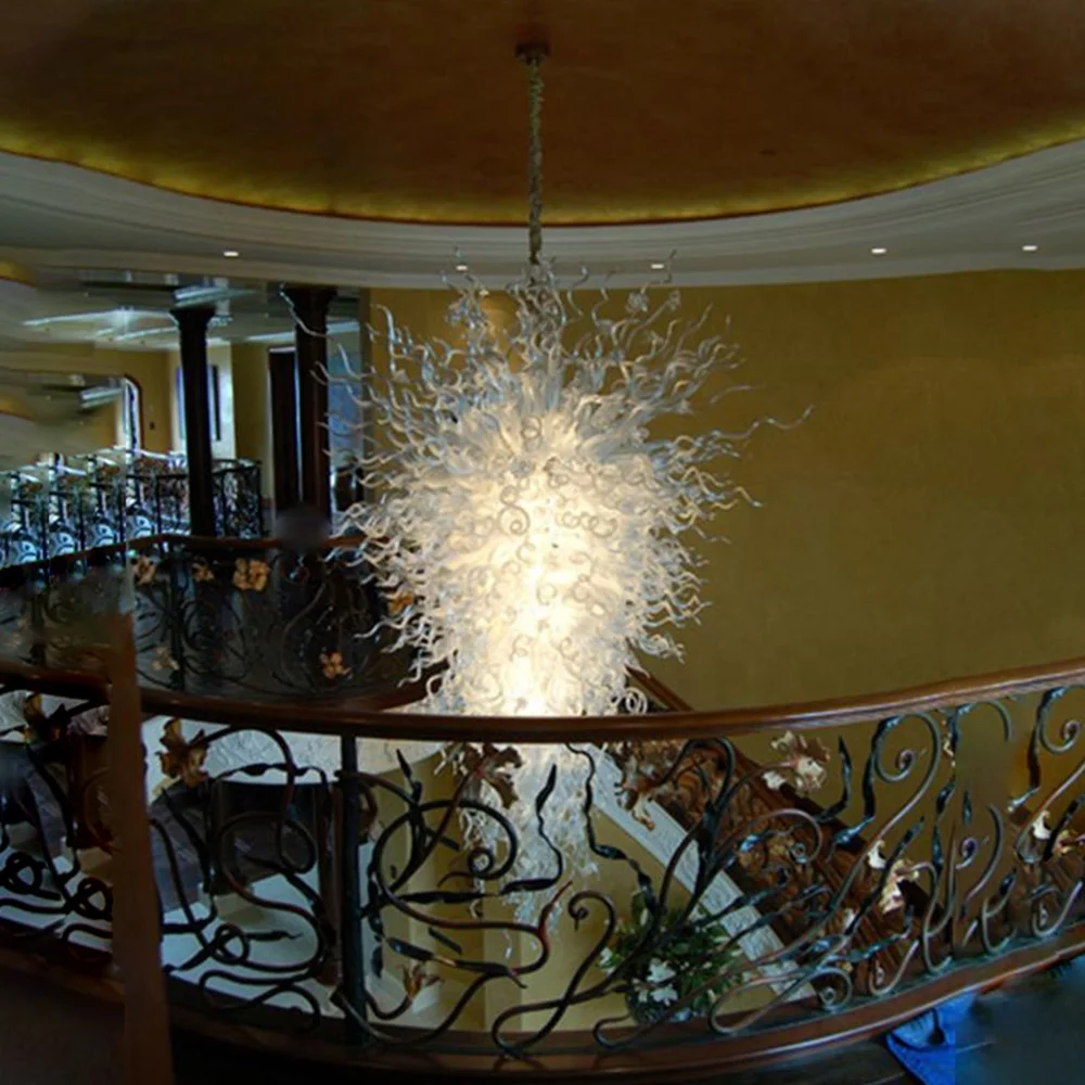 Modern Decorative Villa Hotel Lobby Staircase Luxury Murano Glass Led Chandelier Pendant Light