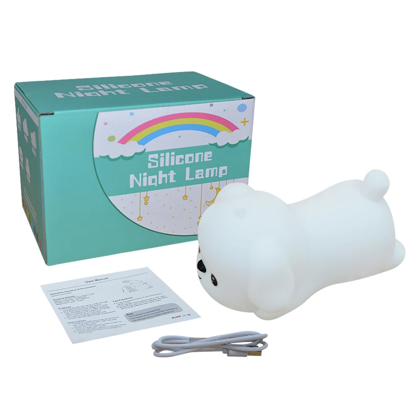 Table Decor Cute LED Pat Lamp Rechargeable Silicone Squishy Toy Lights Dimmable Touch Baby Nursery Night Light for Kids Bedroom