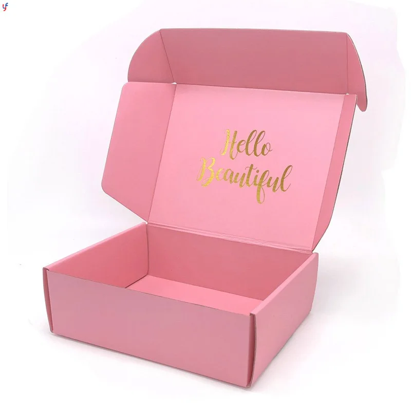 Custom Logo Cardboard Cartons Shipping Mailer Box Pink Cosmetic Set Cosmetics Mailing Skin Care Corrugated Packaging Boxes