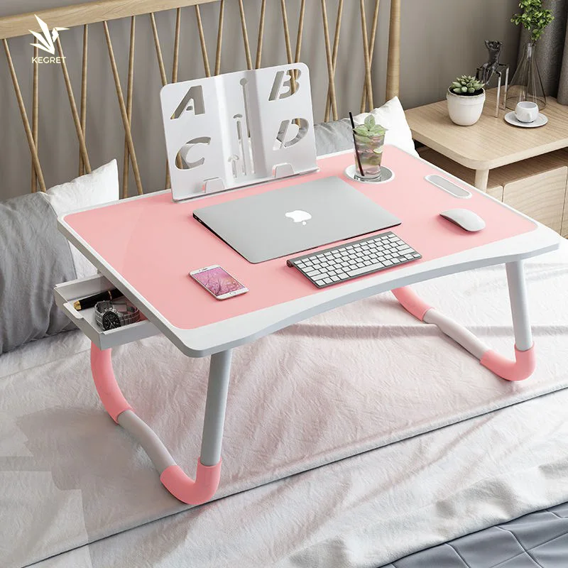 
Customized New Upgraded Plastic Injection Lazy Foldable Laptop Table Notebook Stand with Cup Holder and Handle for Bed 