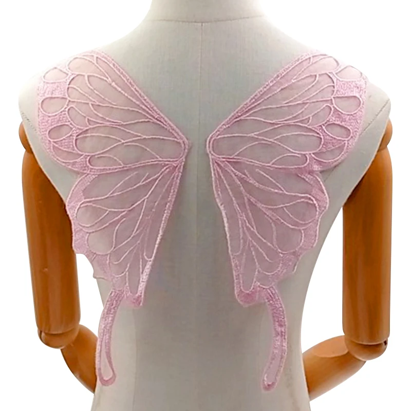 Back collar with butterfly pattern Embroidery Lace Diy Fashion Accessories Applique Patches Design Polyester  lace net cloth