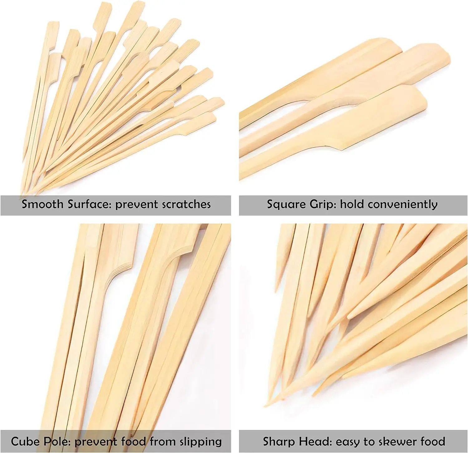 Biodegradable bamboo paddle picks fancy flat toothpicks for appetizers cocktail picks bamboo skewers